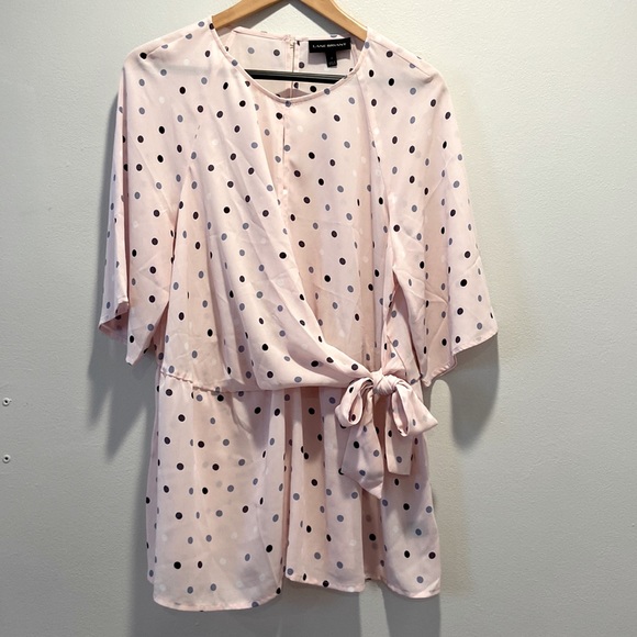 Lane Bryant Tops - Lane Bryant Polka Dot Pink Chiffon Blouse Women Size 14